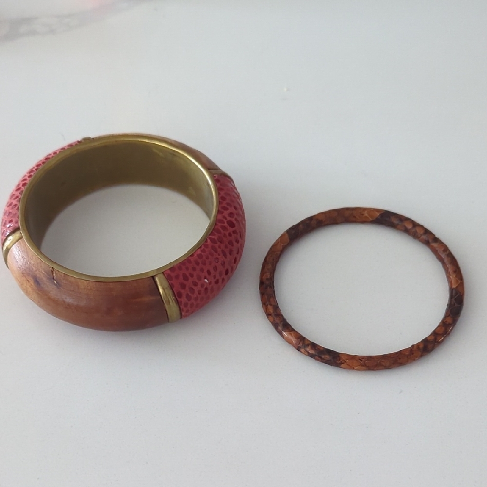 Elegant Pink and Brown Bangle Set